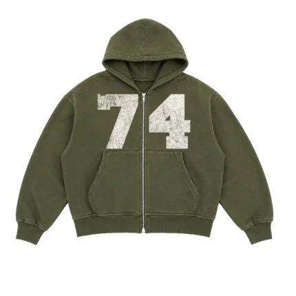 74IsWar Green Collegiate Zip-Up